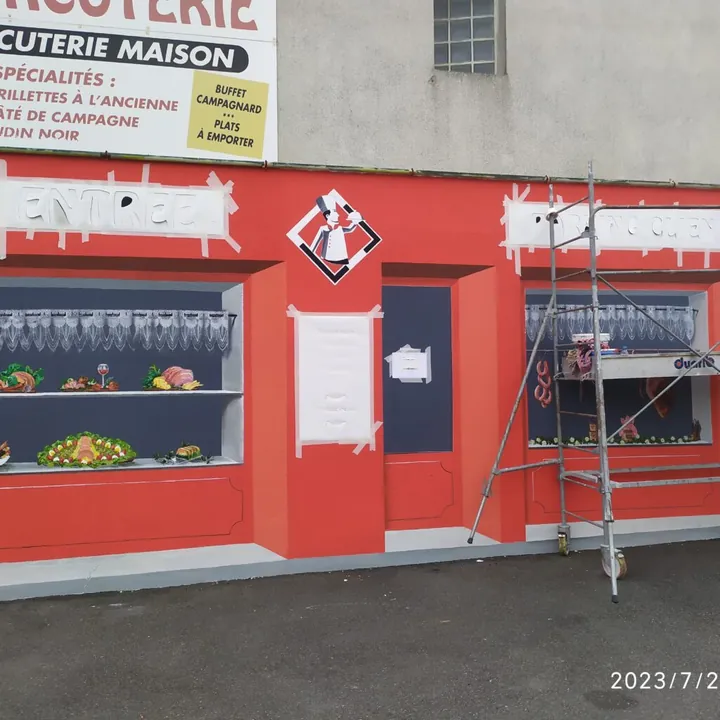 Trompe-l'œil de la façade d'une boucherie à Meslay-du-Maine, étape 11
