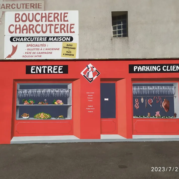 Trompe-l'œil de la façade d'une boucherie à Meslay-du-Maine, étape 12