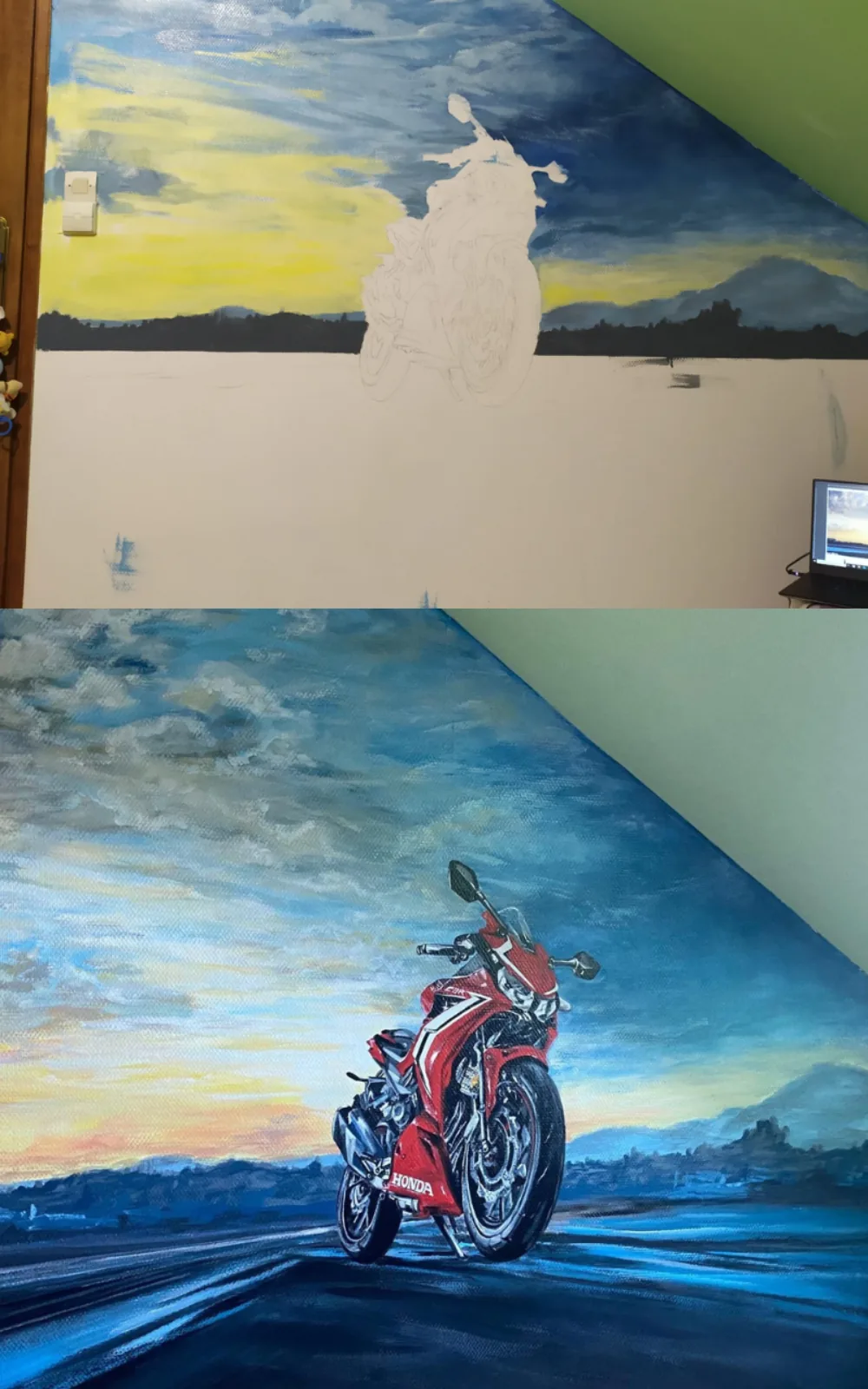 Fresque murale dans une chambre et un salon