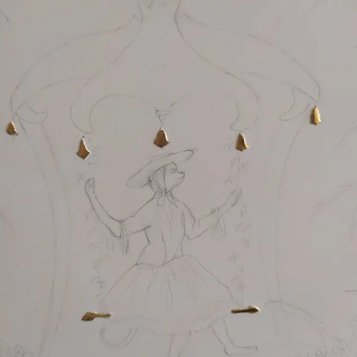 Singerie dans le goût du XVIIIe siècle, à la feuille d'or, étape 9