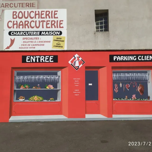 Trompe-l'œil de la façade d'une boucherie à Meslay-du-Maine, étape 12