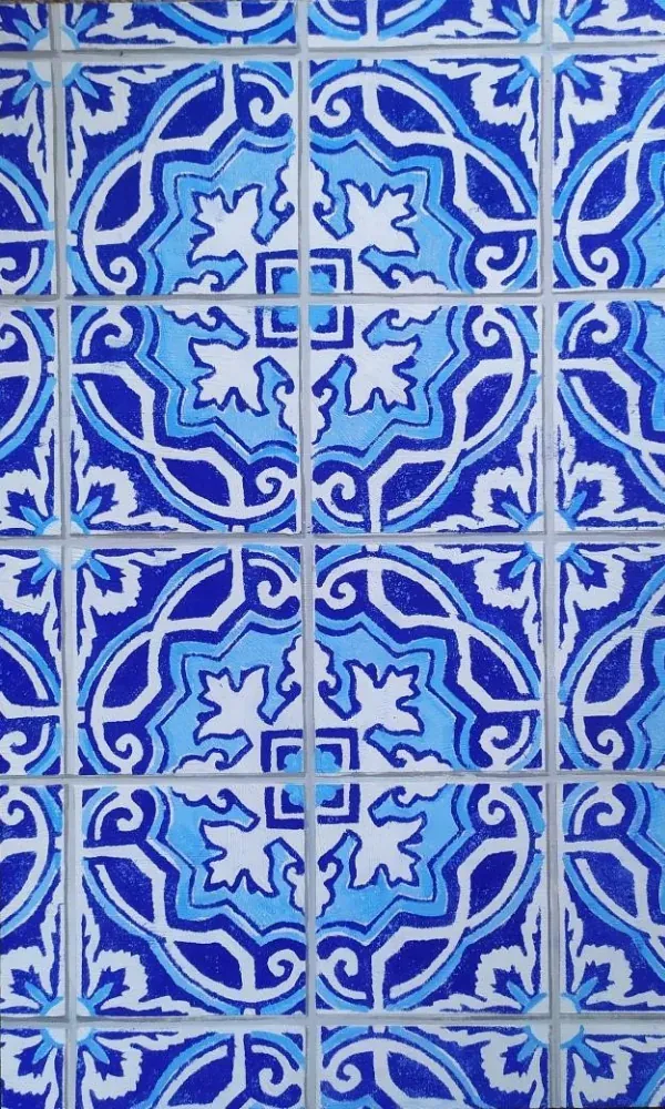 Imitation d'azulejos, poudre de marbre et pigments naturels