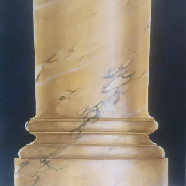 Faux marbre peint, jaune de Sienne à l'huile