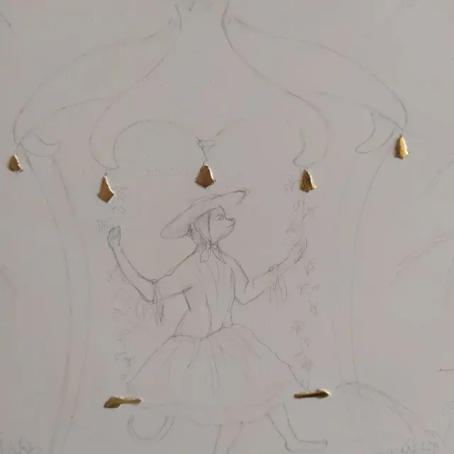 Singerie dans le goût du XVIIIe siècle, à la feuille d'or, étape 9