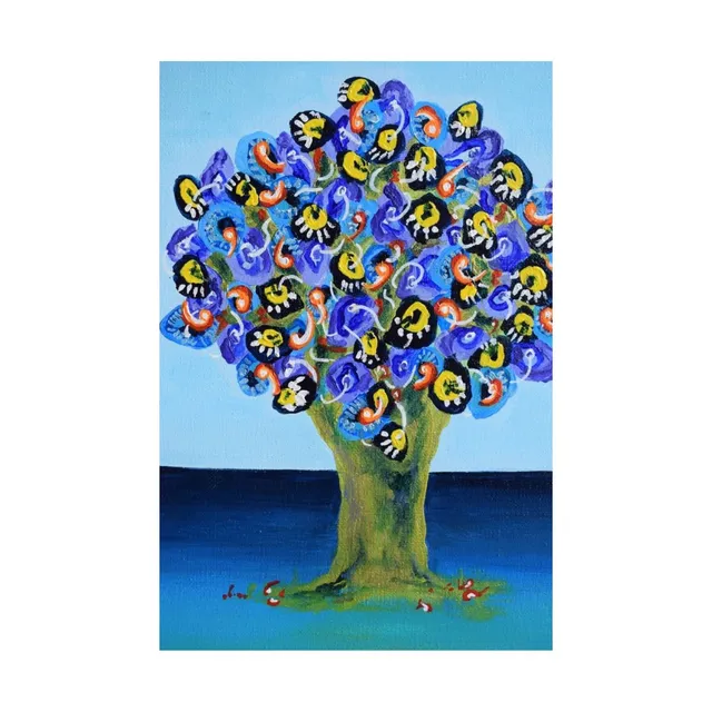 Arbre bleu magique, œuvre de Fabienne Goubaud