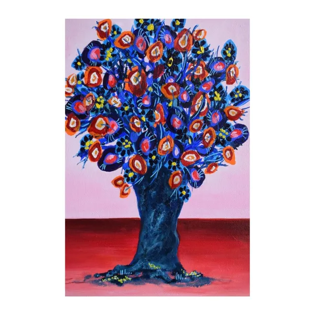 Arbre rouge magique, acrylique, œuvre de Fabienne Goubaud