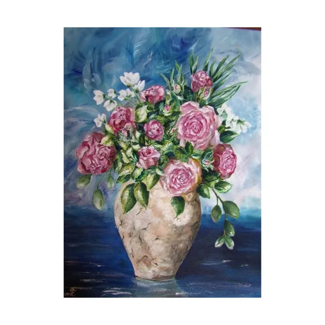 Bouquet de roses, huile, œuvre de Fabienne Goubaud