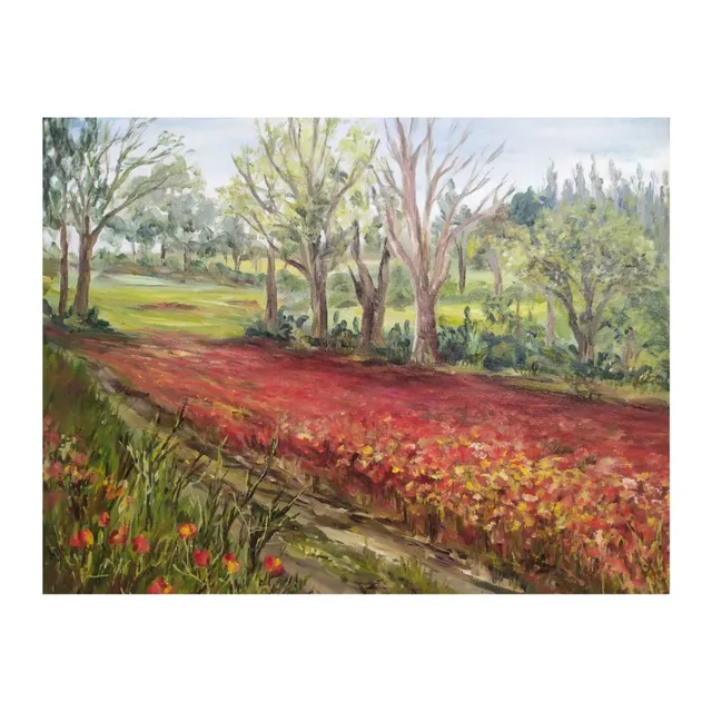 Champ de coquelicots, huile, œuvre de Fabienne Goubaud