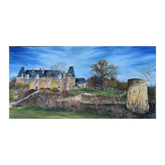 Château de Linières, huile, œuvre de Fabienne Goubaud