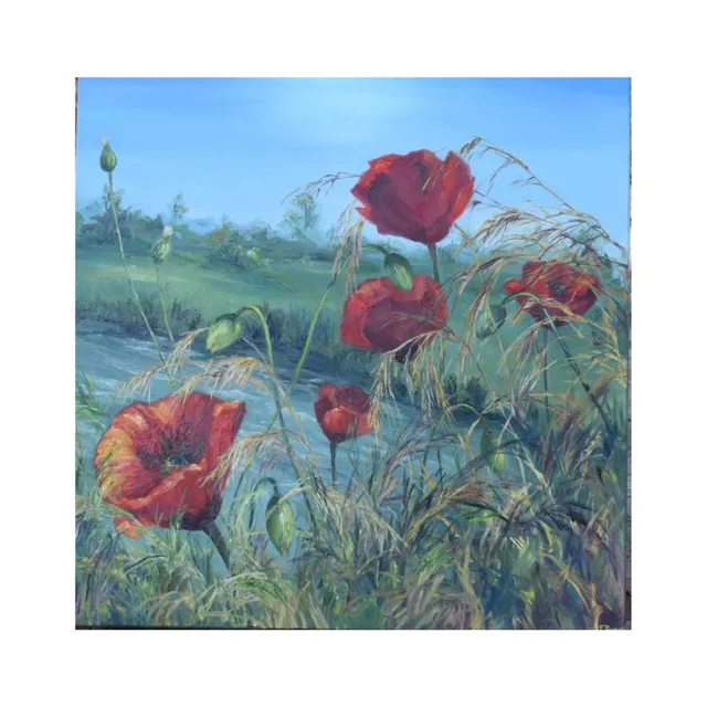 Coquelicots et herbes folles, œuvre de Fabienne Goubaud