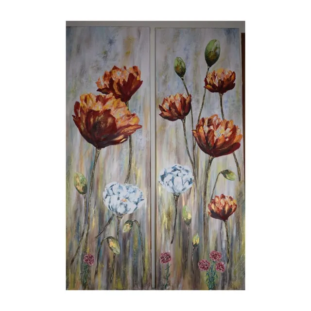 Duo de coquelicots, acrylique, œuvre de Fabienne Goubaud