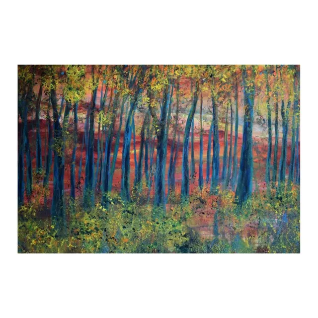 Éclipse sur la forêt, acrylique, œuvre de Fabienne Goubaud