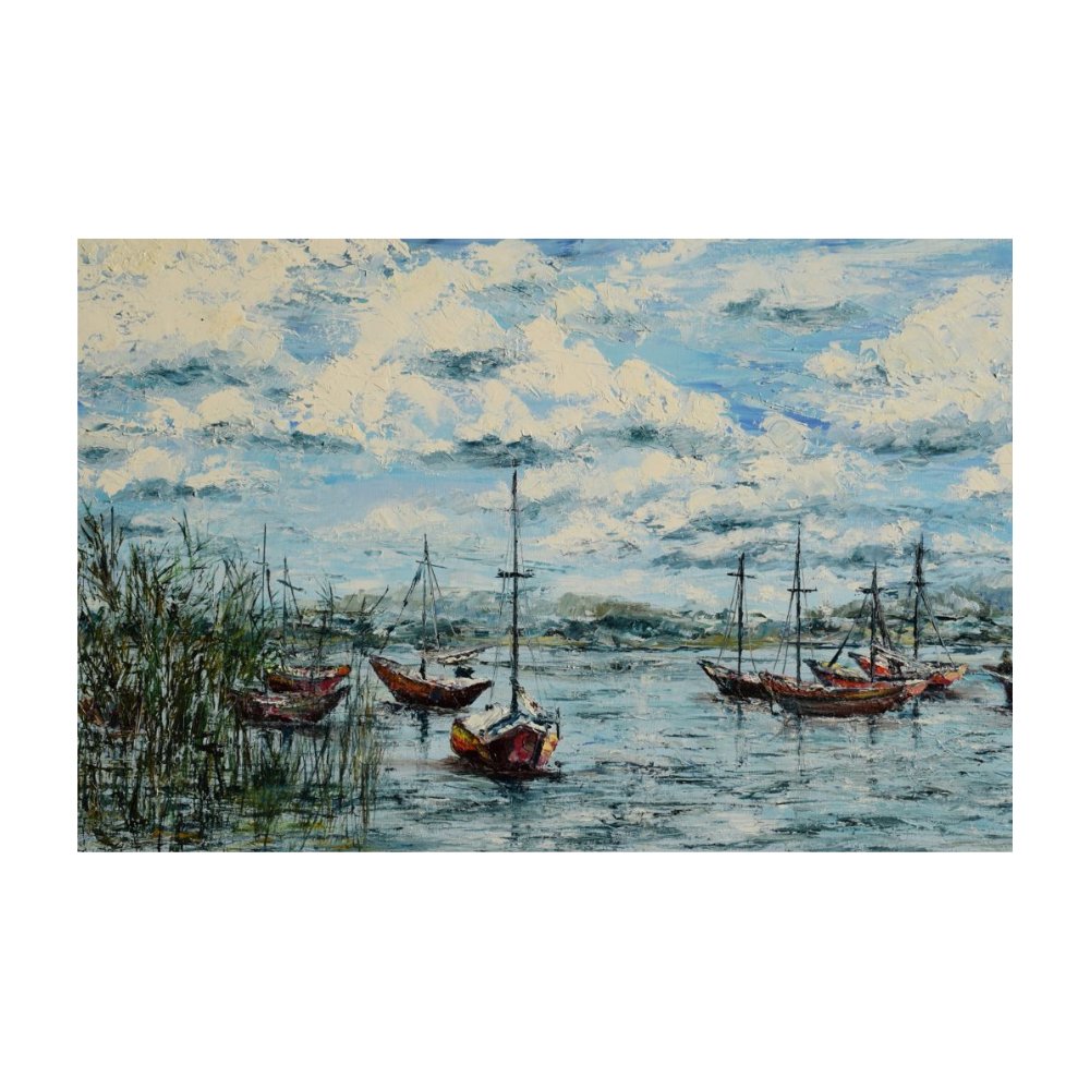 Évasion de bateaux, huile, œuvre de Fabienne Goubaud