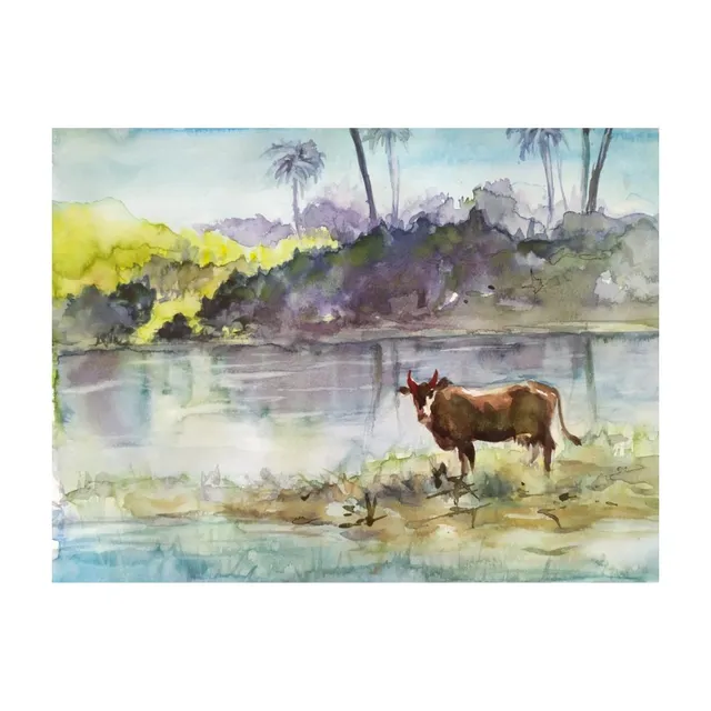 Évasion en Inde, aquarelle, œuvre de Fabienne Goubaud
