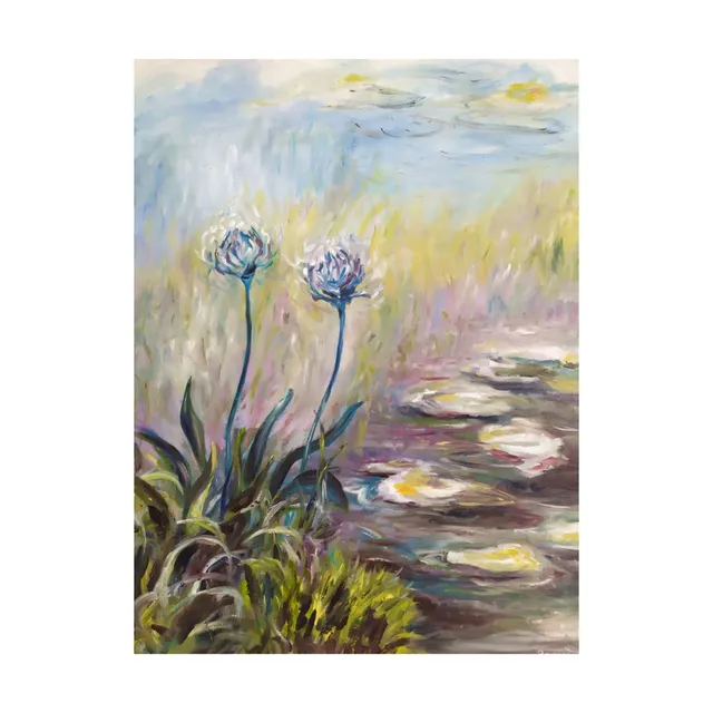 Fleurs de nénuphars, acrylique, œuvre de Fabienne Goubaud
