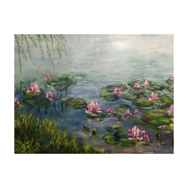 Nénuphars matinaux, huile, œuvre de Fabienne Goubaud