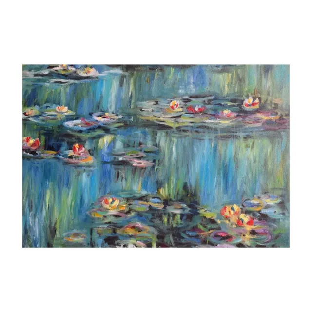 Reflets de nénuphars, huile, œuvre de Fabienne Goubaud